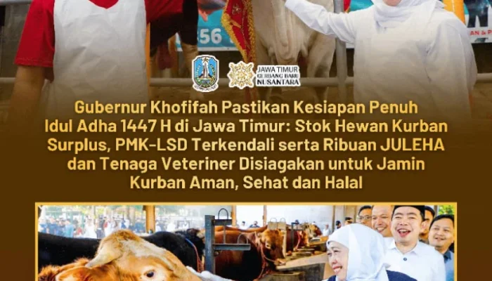 Gubernur Khofifah Optimistis Pelaksanaan Kurban 1447 H Berjalan Lancar dengan Dukungan SDM Profesional
