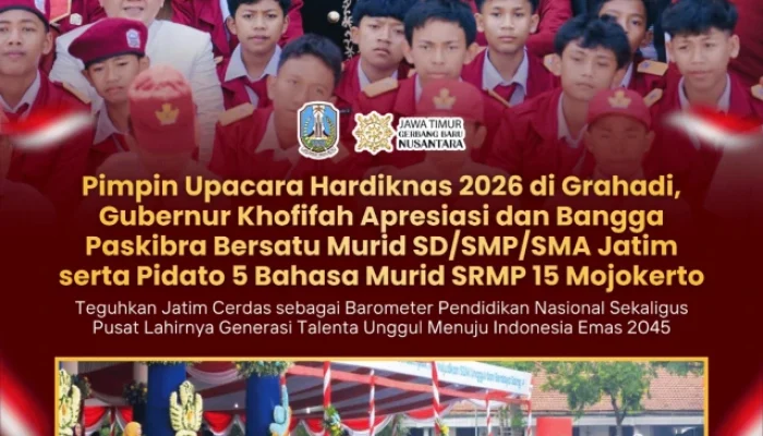 Gubernur Khofifah Bangga Paskibra Bersatu dan Siswa Multibahasa di Grahadi