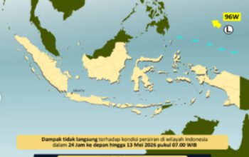 Bibit Siklon 96W Terpantau di Samudera Pasifik Utara Papua