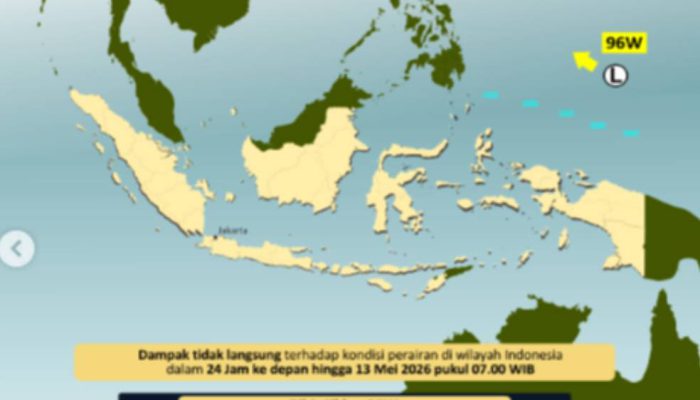 Bibit Siklon 96W Terpantau di Samudera Pasifik Utara Papua
