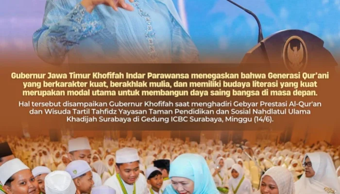 Gubernur Khofifah Apresiasi Prestasi Santri Yayasan Khadijah, Tegaskan Pentingnya Literasi Sejak Dini