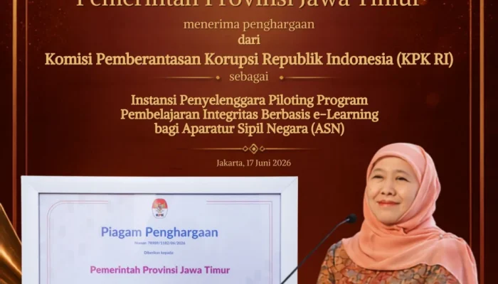 Di Bawah Kepemimpinan Gubernur Khofifah, Jatim Raih Penghargaan KPK RI untuk Penguatan Integritas ASN