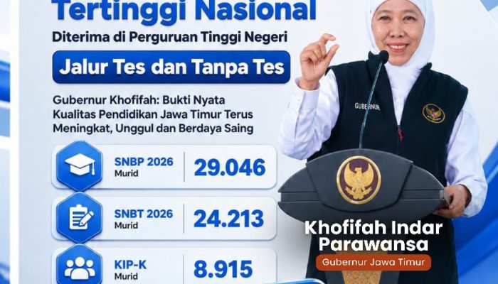 Tujuh Tahun Berturut-turut Tertinggi Nasional, Murid Jawa Timur Dominasi Penerimaan PTN Jalur Tes dan Non-Tes
