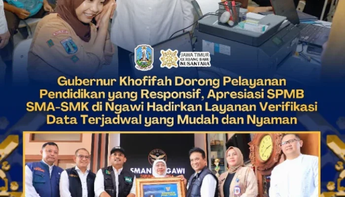 Gubernur Khofifah Kagumi Layanan SPMB Ngawi, Proses Verifikasi Data Lebih Tertib dan Nyaman
