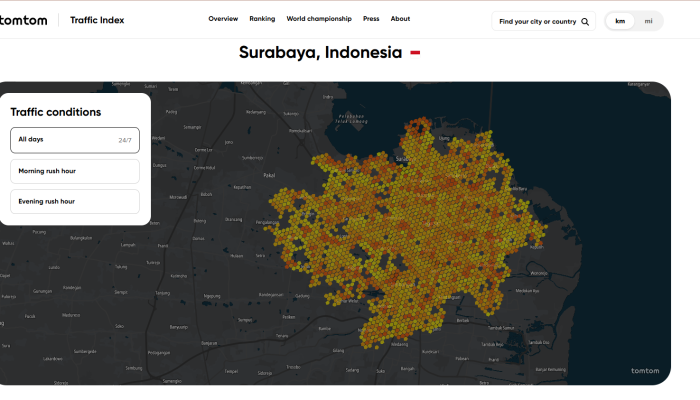 Surabaya Masuk Lima Besar Kota Termacet di Indonesia Versi TomTom 2025