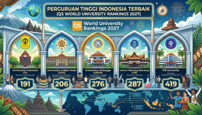 20 Kampus Terbaik Indonesia Versi QS World University Rankings 2027, UI Masih Nomor Satu