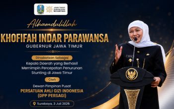 Berhasil Tekan Angka Stunting, Gubernur Khofifah Terima Apresiasi dari Persatuan Ahli Gizi Indonesia