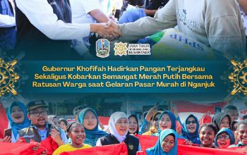 Gubernur Khofifah Bagikan Ribuan Bendera Merah Putih di Nganjuk, Semarakkan Pasar Murah dengan Lagu Nasional**