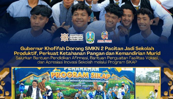 Khofifah Tanam 81 Pohon Produktif dan Panen Ikan di SMKN 2 Pacitan, Perkuat Ketahanan Pangan