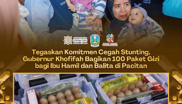 Bantu Penuhi Gizi Ibu dan Anak, Khofifah Gandeng Baznas Jatim Salurkan Bantuan di Pacitan