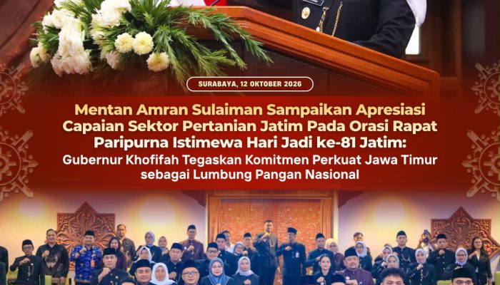 Rapat Paripurna Istimewa HUT ke-81 Jatim, Mentan Amran Apresiasi Kekompakan Khofifah dan DPRD