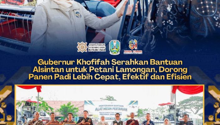 Combine Harvester Pangkas Waktu Panen hingga 2 Jam, Khofifah Dorong Modernisasi Pertanian Jatim